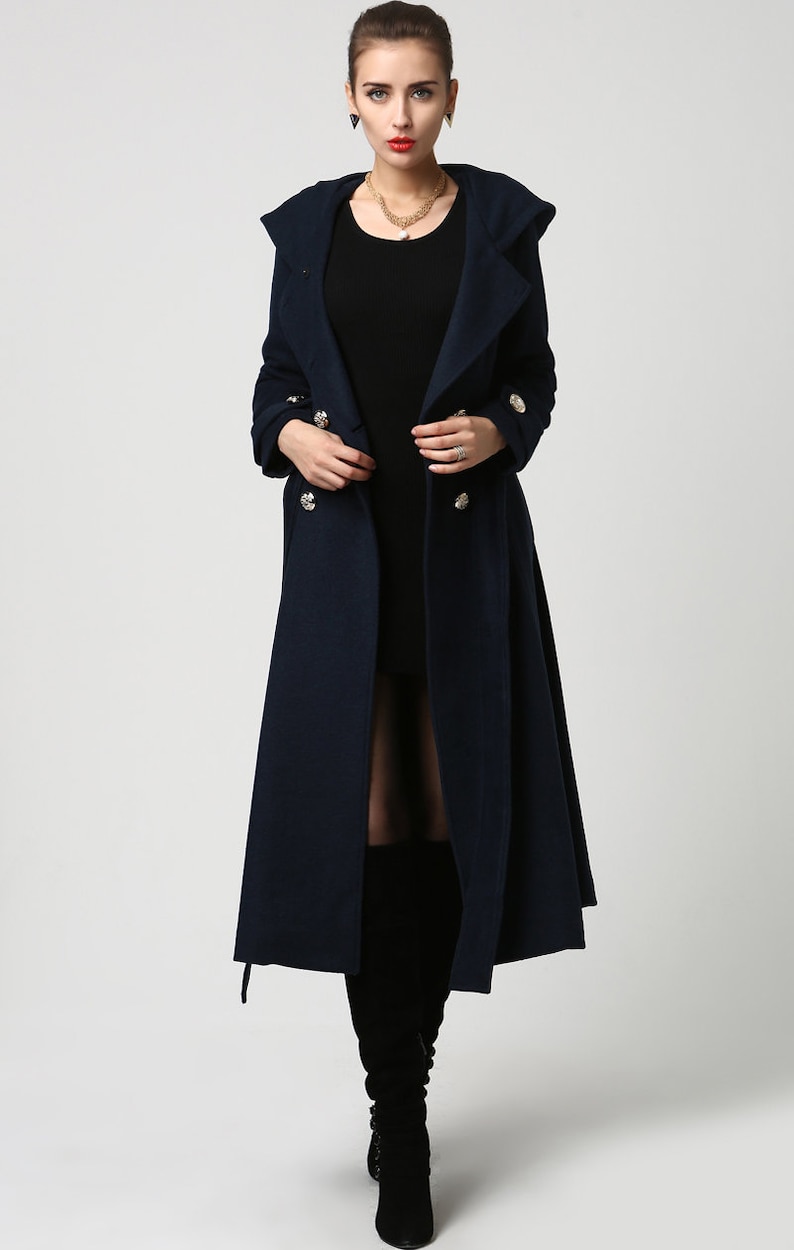 Wool Coat Women Long Wool Coat Winter Coat Overcoat Blue - Etsy Canada