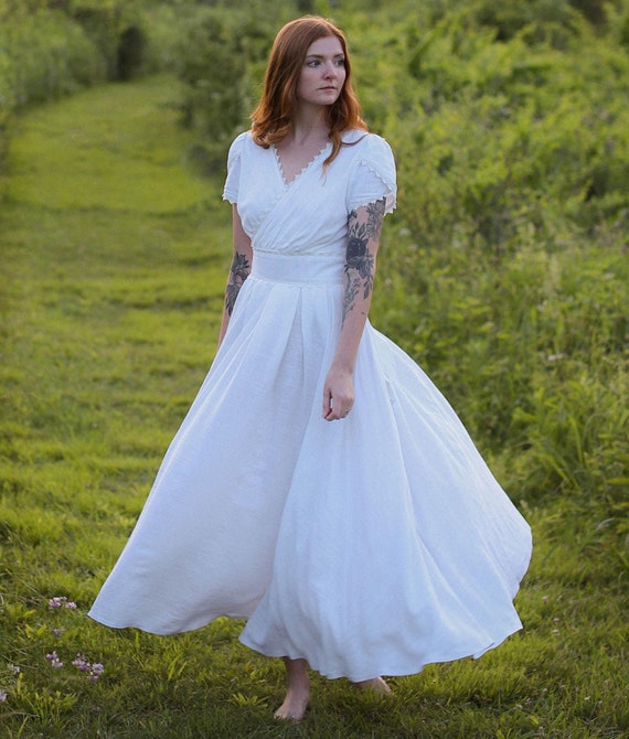 White Dress Women, Simple Wedding Dress, Boho Wedding Dress, Prom