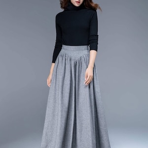 Vintage Inspired Long Wool Skirt, Wool Skirt Women, High Waist Wool ...