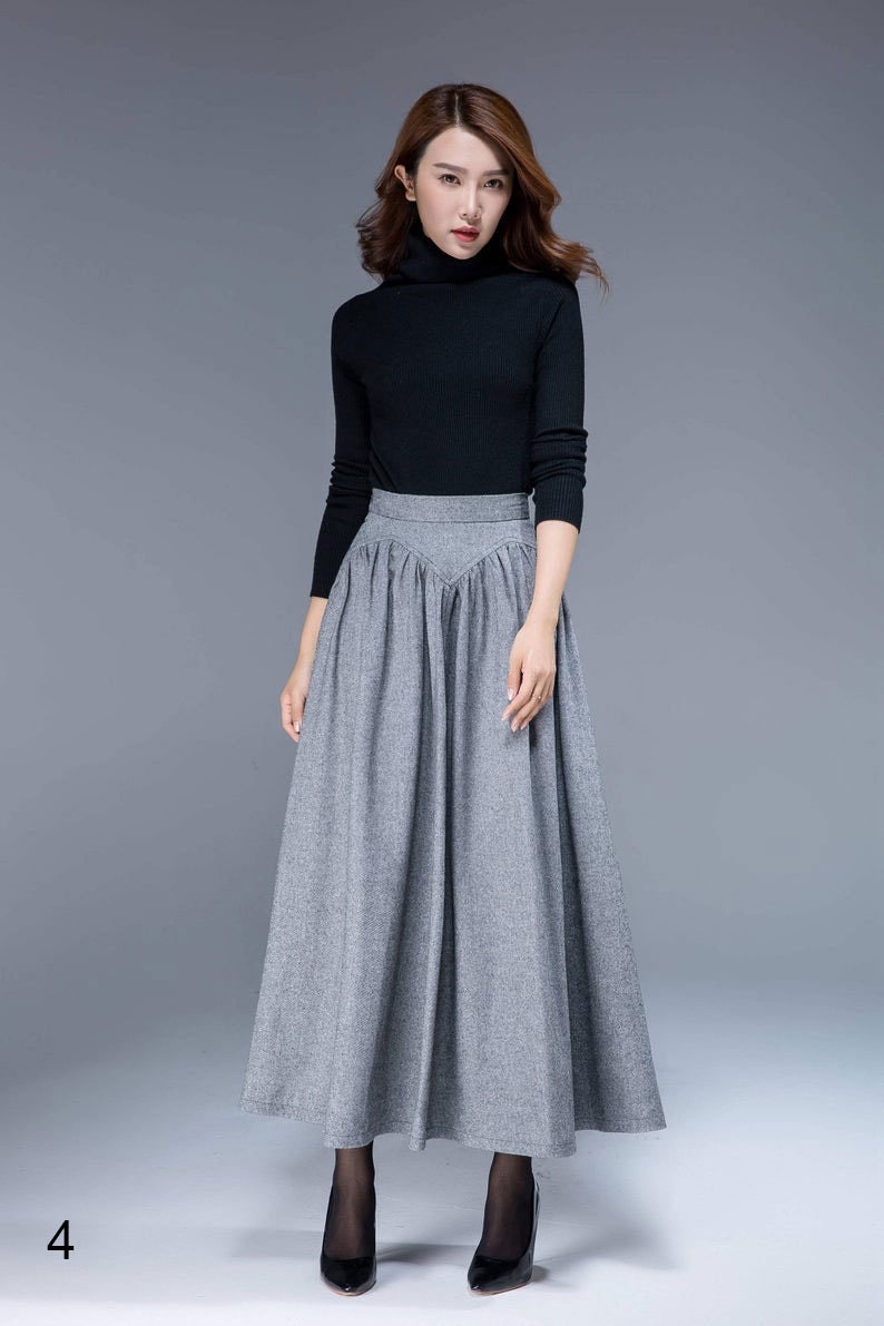 Vintage Inspired Long Wool Skirt Wool Skirt Women High Waist - Etsy