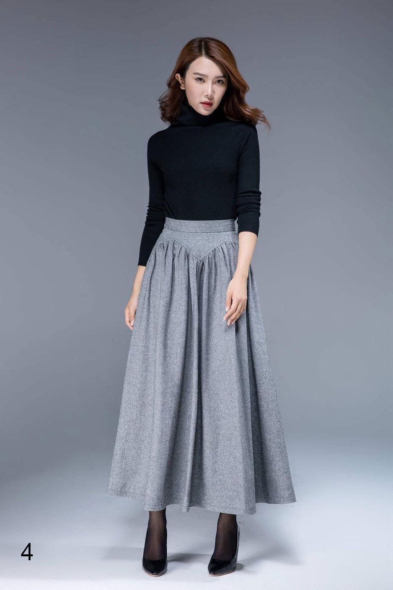 Vintage Inspired Long Wool Skirt Wool Skirt Women High Waist - Etsy UK