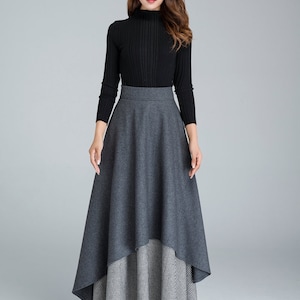 Long Wool Skirt, Dark Grey Skirt, Gray Wool Skirt, Warm Winter Skirt ...