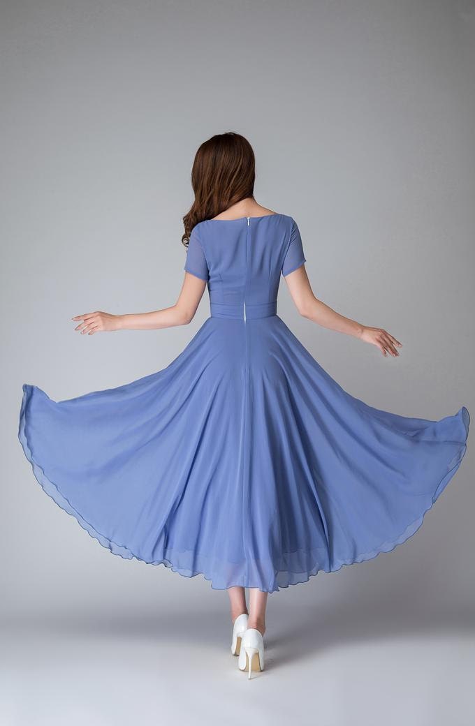 Summer Women Fit and Flare Chiffon Maxi dress Bohemian Swing Etsy