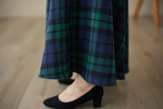 Vintage Inspired Long Wool Plaid Skirt 4619 Vintage Inspired Long Wool Plaid Skirt 4619