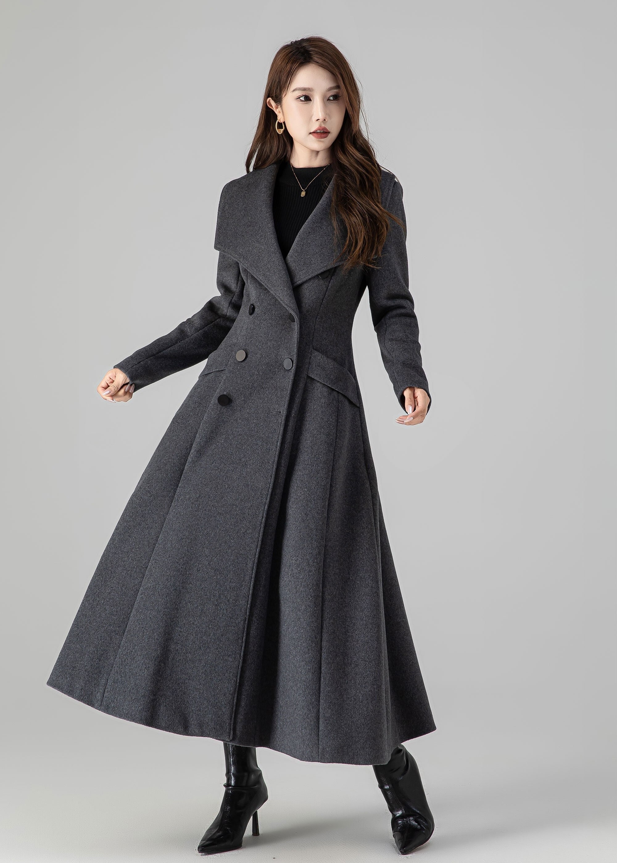 COS Oversized Double-Breasted Wool Pea Coat in GREY | endource