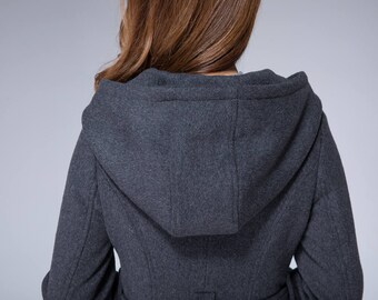 Belted Wool Coat Hooded Coat Double 