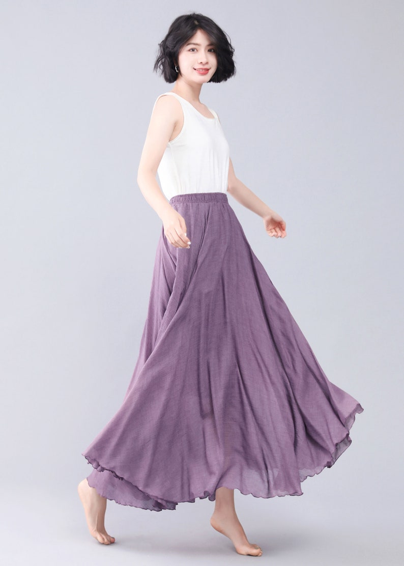 Purple Maxi Skirt with Flowy Hem for Women - Anna
