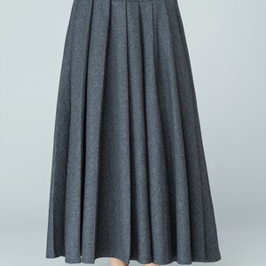 Pleated Gray Wool Maxi Skirt: Elegant Winter Skirt, Handmade, Xiaolizi 1587# image 5