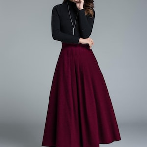 light grey skirt, wool skirt, winter skirt, pleated skirt, maxi skirt, winter wool skirt, long skirt, skirt for women, handmade skirt 1643# image 11
