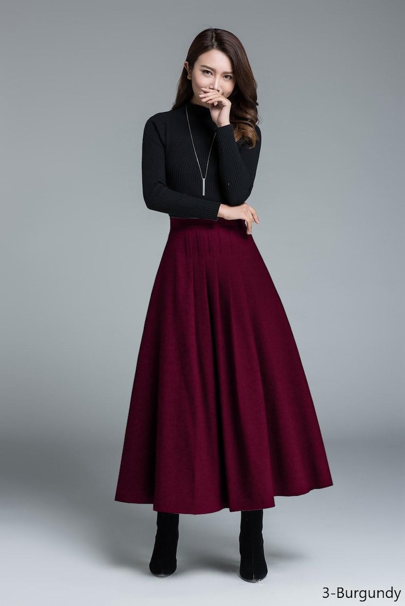 light grey skirt, wool skirt, winter skirt, pleated skirt, maxi skirt, winter wool skirt, long skirt, skirt for women, handmade skirt 1643# image 11