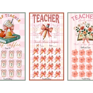 Teachers Savings Challenge for cash envelopes, Mini Mondays or Tiny Tuesdays, coquette theme with pink bows low-income, budget Binder A6