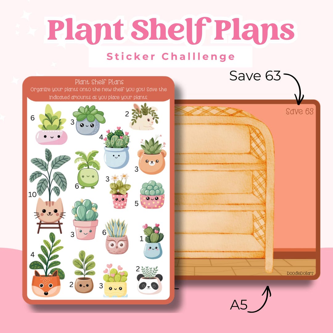 Plant Shelf Plans Sticker Savings Challenge | A5 - Etsy