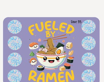 Pegatinas holográficas para raspar A5 Ramen Fuel Save 35 para personas de bajos ingresos