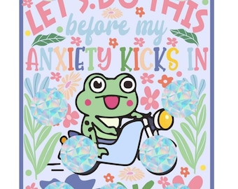 Rasca y gana tamaño A5 "Anxiety Kicks In" Ahorra 25 pegatinas holográficas para rascar, aptas para personas de bajos recursos