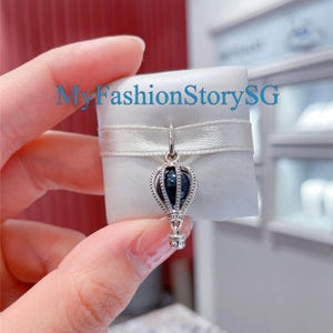 Blue Hot Air Balloon Travel Charm Fit Bracelet Necklace Pendant Women Fashion DIY Beads Silver Jewelry Accessories Anniversary Gift