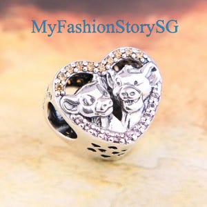 ディズニー シンバとナラ シルバー ハート チャーム フィット ブレスレット ネックレス ペンダント ビーズ DIY レディース ファッション シルバー ジュエリー アクセサリー 記念日 ギフト