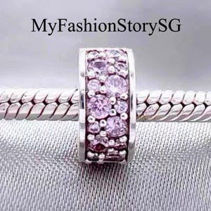 ピンク パヴェ クリップ チャーム フィット ブレスレット ネックレス ペンダント レディース ファッション DIY ビーズ シルバー ジュエリー アクセサリー 記念日 ギフト