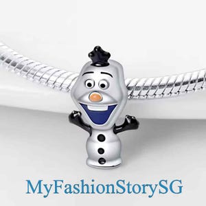 絶妙なアナと雪の女王オラフチャームフィットブレスレットネックレスペンダントDIYレディースファッションシルバージュエリービーズアクセサリー記念日ギフト