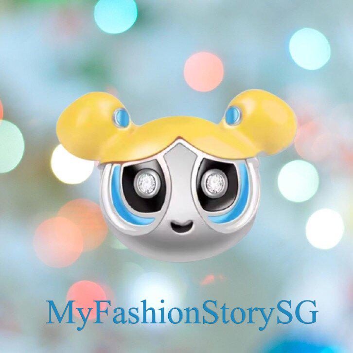 Exquisite The Powerpuff Girls Bubbles Charm Fit Bracelet Necklace Pendant DIY Women Silver Jewelry Beads Accessories Anniversary Gift