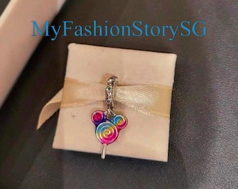Disney Mickey Mouse Lollipop Dangle Charm Fit Bracelet Necklace Pendants Beads DIY Women Silver Jewelry Accessories Anniversary Gift