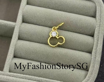 Disney Mickey Mouse Silhouette Dangle Charm Fit Bracelet Necklace Pendants Beads DIY Women Silver Jewelry Accessories Anniversary Gift