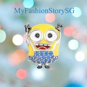 Exquisite Minions Sparkling Bob Charm Fit Bracelet Necklace Pendant DIY Women Silver Jewelry Beads Accessories Anniversary Gift