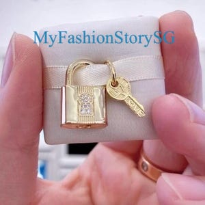 Gold Padlock & Key Dangle Charm Fit Bracelet Necklace Pendant Women DIY Beads Silver Jewelry Accessories Anniversary Gift