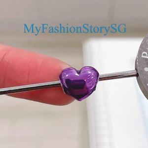 メタリックパープルハートチャームフィットブレスレットネックレスペンダントDIYレディースファッションシルバージュエリービーズアクセサリー記念日ギフト