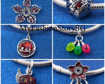 Stranger Collection Charm Fit Bracelet Necklace Pendants Beads DIY Women Fashion Silver Jewelry Accessories Anniversary Gift
