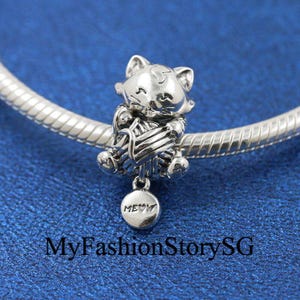 子猫と毛糸のボールチャームビーズ ブレスレットネックレスペンダントにフィット レディース ファッションビーズ シルバー DIY ジュエリーアクセサリー 記念日ギフト