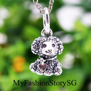 Poodle Puppy Dog Dangle Charm Fit Bracelet Necklace Pendant Women DIY Beads Silver Jewelry Accessories Anniversary Gift