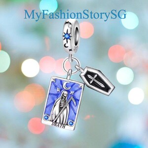 Exquisite Tarot Karten Tod Baumeln Charme Fit Armband Halskette Anhänger DIY Frauen Silber Schmuck Perlen Accessoires Jahrestag Geschenk