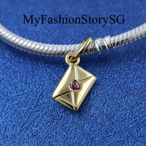 Dije colgante con forma de sobre con carta de amor, compatible con pulseras, collares y colgantes para mujer, cuentas de plata, accesorios de joyería, regalo de aniversario.