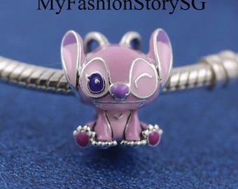 Disney 2025 Lilo & Stitch Engel Charm Beads passen Armband Halskette Anhänger DIY Frauen Mode Silber Schmuck Zubehör Jahrestag Geschenk