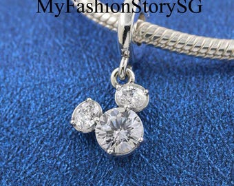 Disney Topolino scintillante testa silhouette ciondolo pendente adatto per bracciale collana pendenti perline fai da te gioielli donna accessori regalo