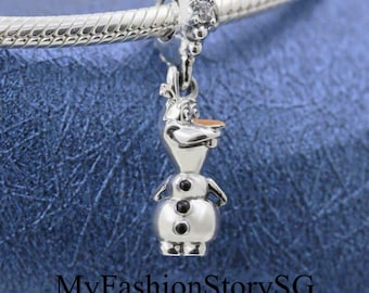 Disney Frost Olaf Dingle Charm Pärlor Passar Armband Halsband Hänge Kvinnor Silverpärlor DIY Smycken Tillbehör Jubileumspresent Elsa Anna