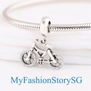自転車ダングルチャームフィットブレスレットネックレスペンダントレディースファッションDIYビーズシルバージュエリーアクセサリー記念日ギフト