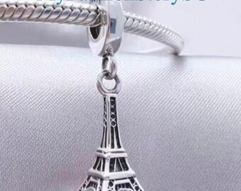 Dije colgante de la Torre Eiffel de París, compatible con pulseras, collares y colgantes para mujer, cuentas de plata, accesorios de joyería, regalo de aniversario.