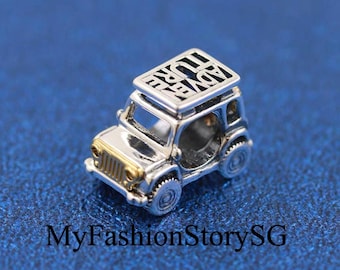 2024 New Two Tone Adventure Car Charm Beads Fit Bracelet Necklace Women Silver Pendant Beads DIY Jewelry Accessories Gift