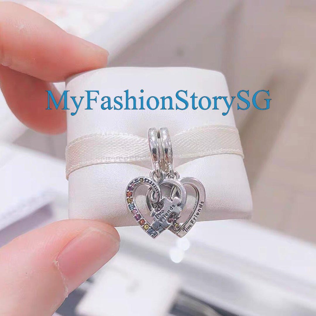 Puzzle Piece Hearts Splittable Friendship Dangle Charm Fit
