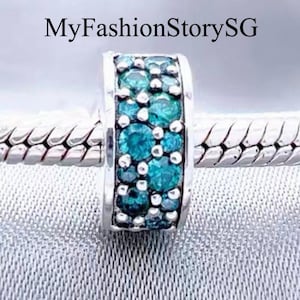 ティール パヴェ クリップチャーム フィット ブレスレット ネックレス ペンダント レディース ファッション DIY ビーズ シルバー ジュエリー アクセサリー 記念日 ギフト
