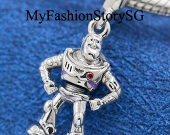 Disney Pixar Toy Story Buzz Lightyear Dangle Charm Fit Bracelet Necklace Pendants Beads DIY Women Fashion Silver Jewelry Accessories Gift