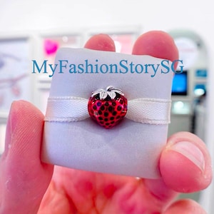 シード入りストロベリーフルーツチャームビーズ ブレスレット ネックレス ペンダント レディース ファッション シルバー DIY ジュエリー アクセサリー 記念日ギフト