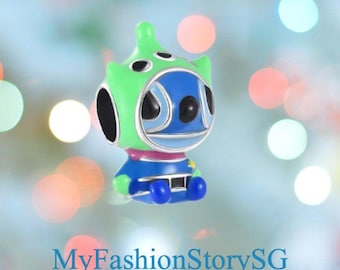 Exquisite Disney Alien Costume Stitch Charm Fit Bracelet Necklace Pendant DIY Women Silver Jewelry Beads Accessories Anniversary Gift