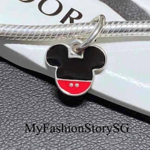 Disney Mickey Mouse Icon Pendant Charm Fit Bracelet Necklace Pendants Beads DIY Women Fashion Silver Jewelry Accessories Anniversary Gift