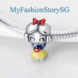 絶妙なプリンセス白雪姫チャームフィットブレスレットネックレスペンダントDIYレディースファッションシルバージュエリービーズアクセサリー記念日ギフト