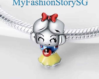 Exquisite Princess Snow White Charm Fit Bracelet Necklace Pendant DIY Women Fashion Silver Jewelry Beads Accessories Anniversary Gift