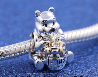 Disney 100th Anniversary Winnie the Pooh Charm Fit Bracelets Necklace Pendant Beads DIY Women Fashion Silver Jewelry Accessories Gift