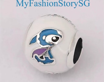 Disney Lilo And Stitch Charm Fit Bracelet Necklace Pendant DIY Women Fashion Silver Beads Jewelry Accessories Anniversary Gifts