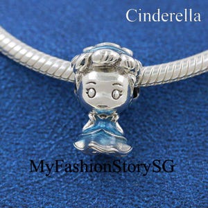 Disney Cute Cinderella Princess Charm Fit Pandora Bracelet Necklace Pendant Women Fashion DIY Beads Jewelry Anniversary Accessories Gift